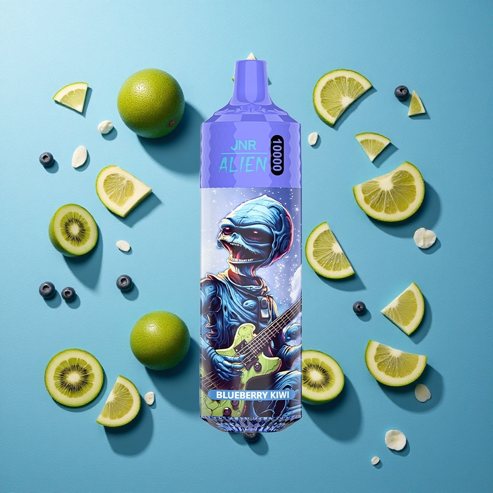 JNR Alien 10000 Puffs Blaubeere Kiwi mit 850mAh Akku und RGB-LED