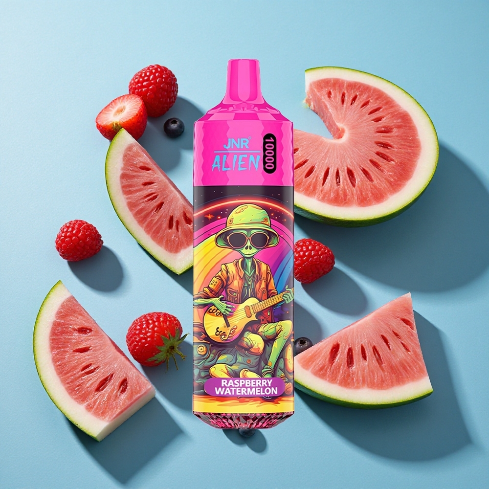 JNR Alien 10000 Puffs Einweg-Vape Himbeere Wassermelone mit 850mAh Akku und Typ-C Schnellladung