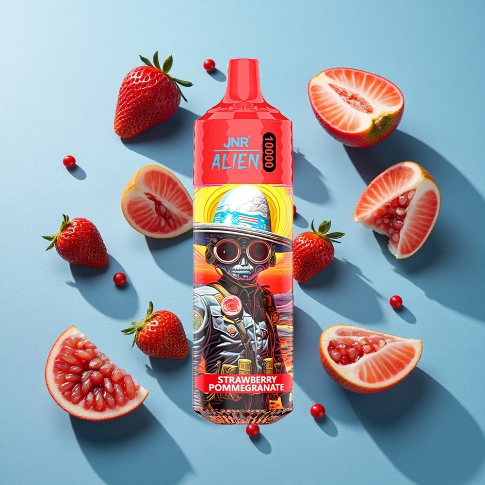 JNR Alien 10000 Puffs Erdbeere Granatapfel mit 850mAh Akku und Typ-C Schnellladung
