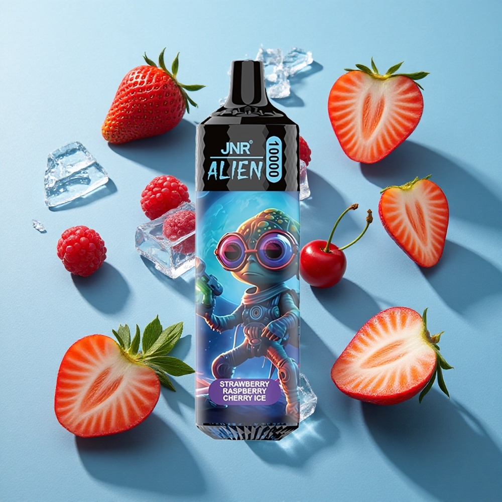 JNR Alien 10000 Puffs Erdbeere Himbeere Kirsche Eis mit 850mAh Akku und Typ-C Schnellladung