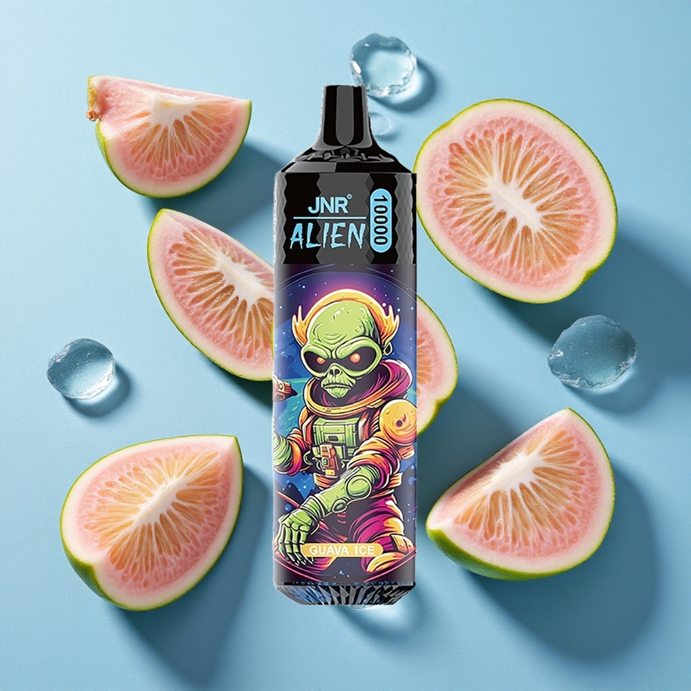 JNR Alien 10000 Puffs Wegwerf-Vape Guava-Eis mit 850mAh Akku und Typ-C Schnellladung