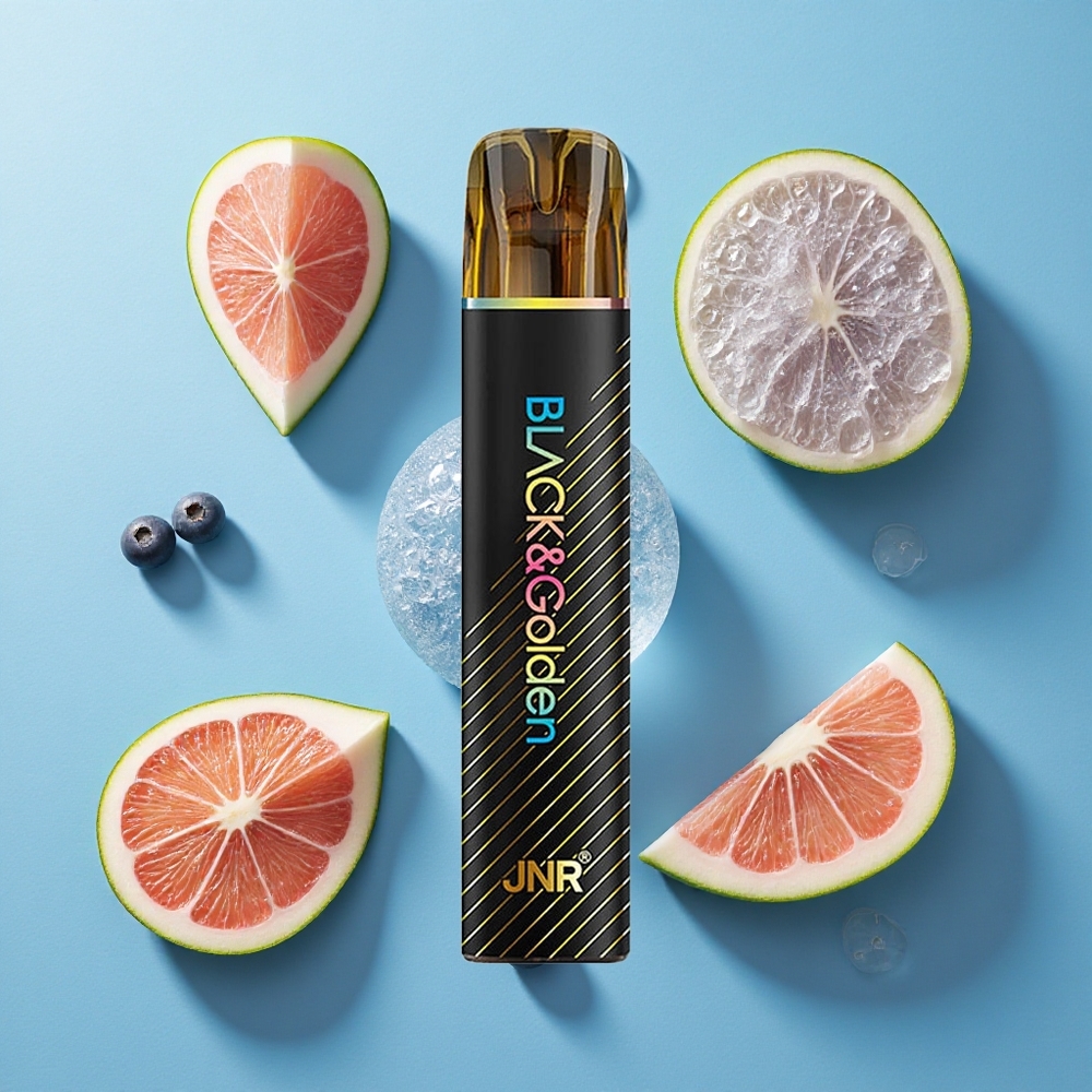 JNR Black&Golden 600+200 Puffs Wegwerf-Vape Blaubeere Bubble Gum mit 800 Puffs und 550mAh Akku