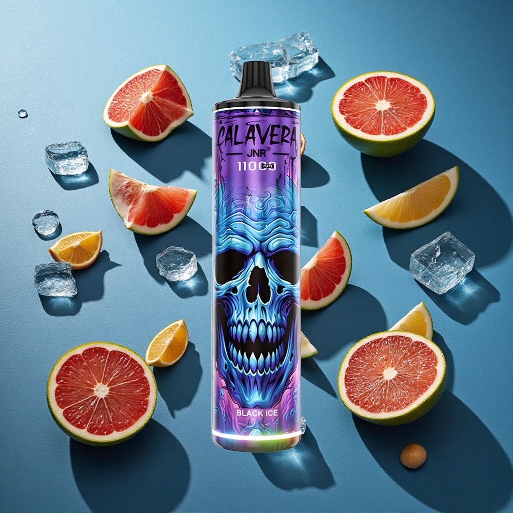 JNR Calavera 11000 Puffs Wegwerf-Vape Schwarz-Eis mit 850 mAh Akku und 21ml E-Liquid