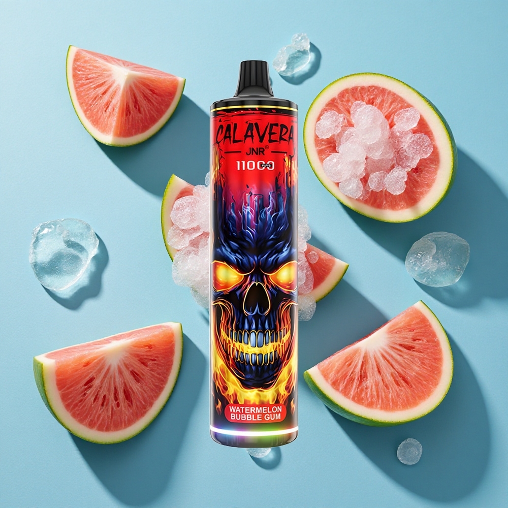 JNR Calavera 11000 Puffs Wegwerf-Vape Wassermelone Kaugummi mit Typ-C-Ladeanschluss und 850 mAh Akku