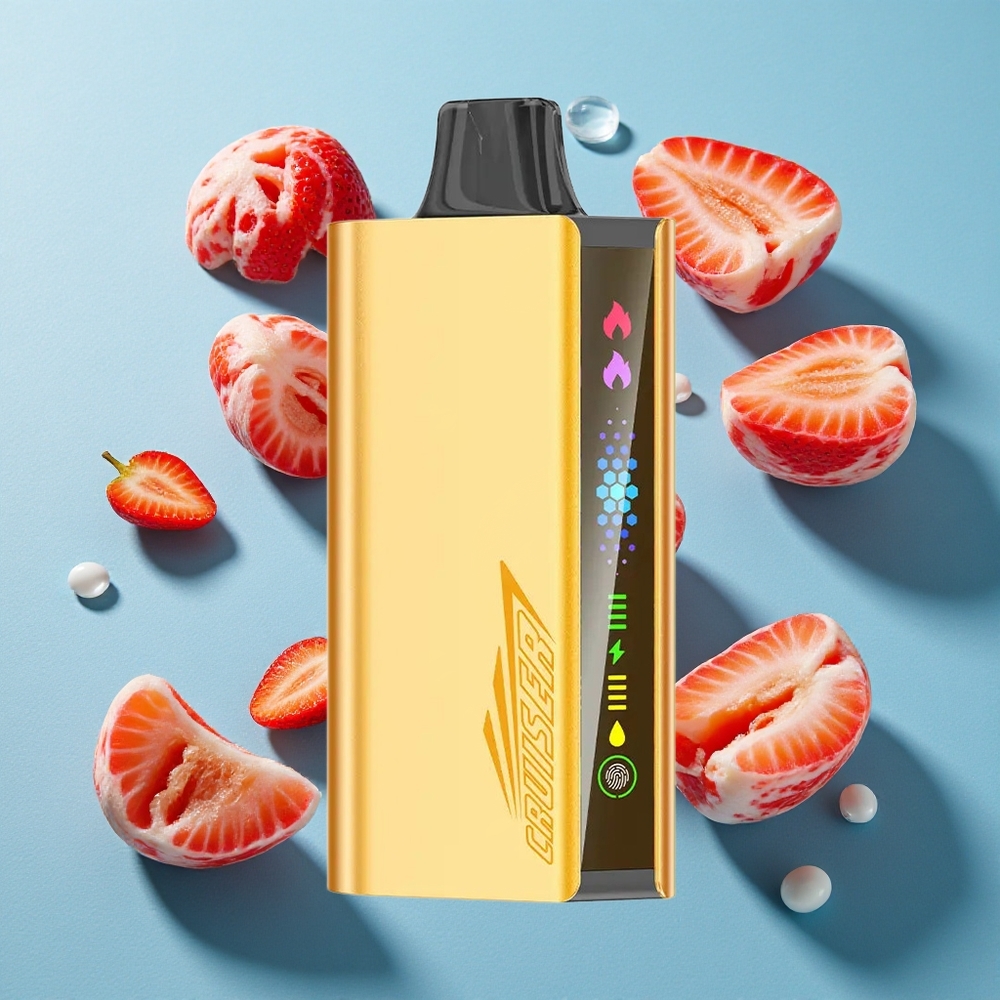 JNR Cruiser 12000 Puffs Kein-Aufladen Wegwerf-Vape Chupa Chups Erdbeere mit 3500-mAh-Akku und Animation-Display