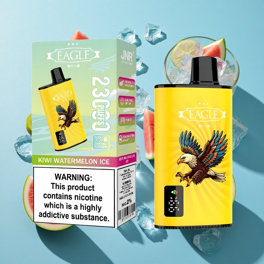 JNR EAGLE Smart 23000 Puffs Digitale Anzeige 1,0ohm Mesh Coil Einweg-Vape Kiwi Wassermelone Eis