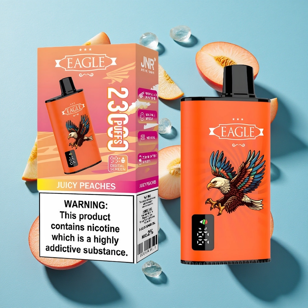 JNR EAGLE Smart 23000 Puffs Einweg-Vape Saftige Pfirsiche mit Digitalem Display und 25ml E-Liquid-Kapazität