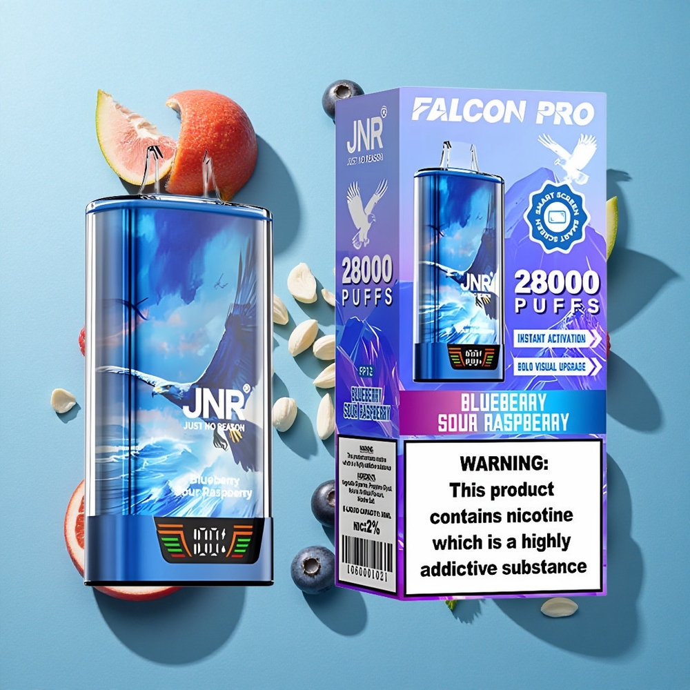 JNR Falcon Pro 28000 Einweg-Vape Blaubeere-Sauer-Himbeere mit 30ml Füllmenge und 950mAh Akku