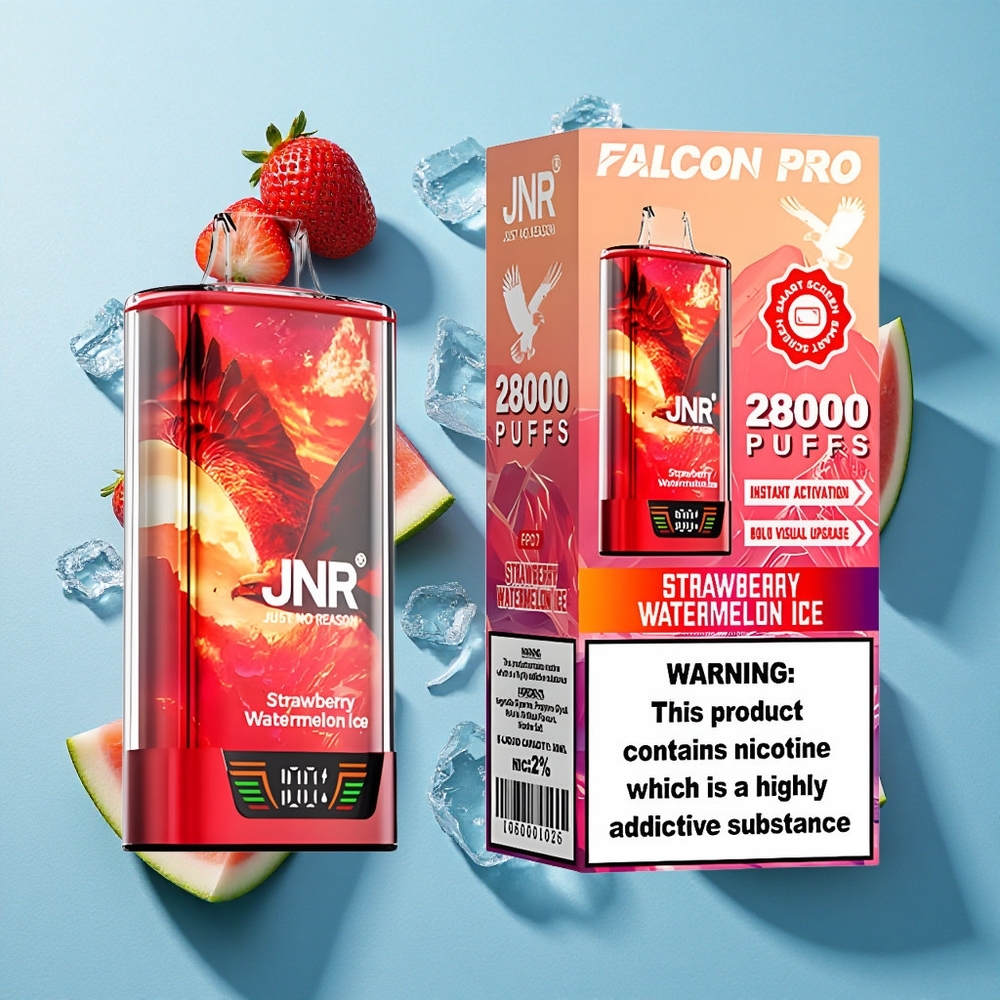 JNR Falcon Pro 28000 Wegwerf-Vape Erdbeer-Wassermelone-Eis mit Smart Display und Dual Mesh Coil