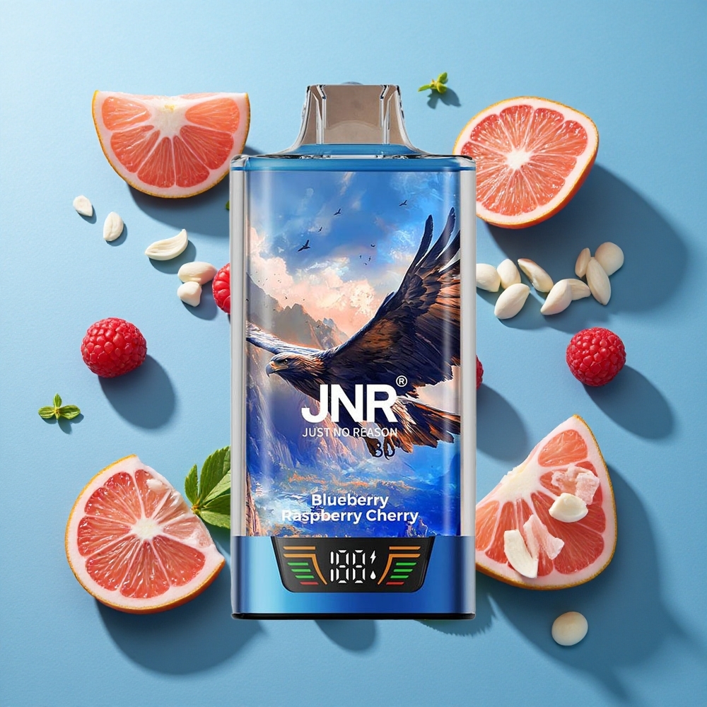 JNR Falcon Pro 28000 Wegwerf-Vape Heidelbeere Himbeere Kirsche mit Smart-Anzeige und Dual-Mesh-Coil