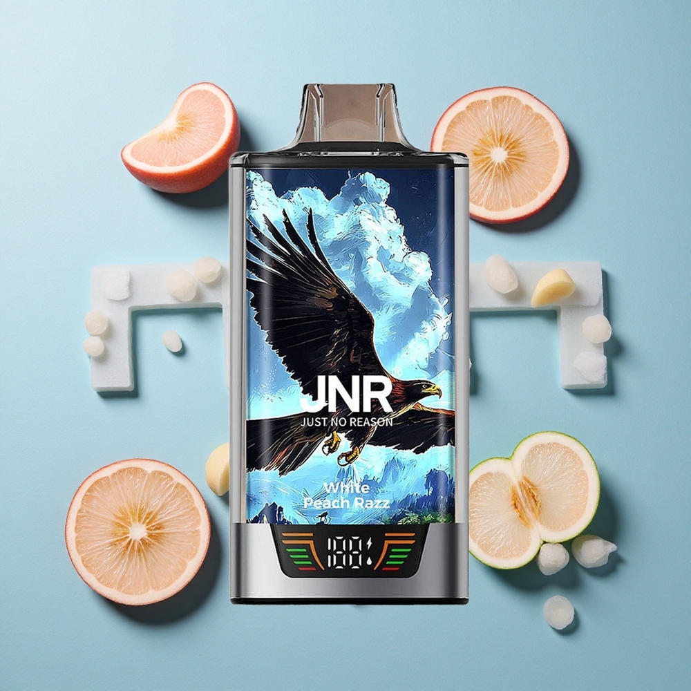 JNR Falcon Pro 28000 Wegwerf-Vape Weißer Pfirsich Himbeere mit 28000 Puffs und 950mAh Akku