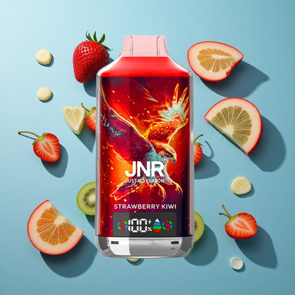 JNR Falcon X 18000 Puffs Erdbeere Kiwi Dual Mesh Coil & Digital Display