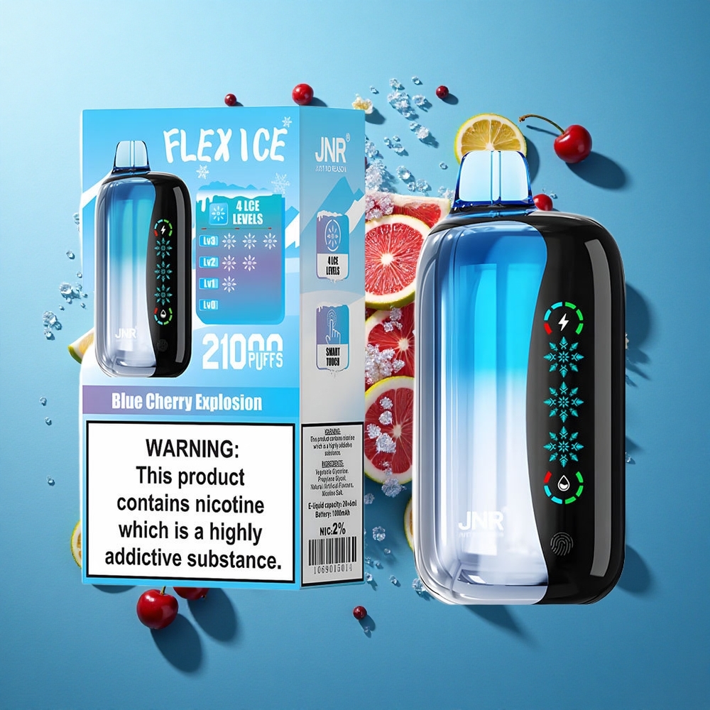 JNR Flex Ice 21000 Puffs Einweg-Vape Blaue Kirsch-Explosion mit anpassbarer Eis und 26ml E-Liquid