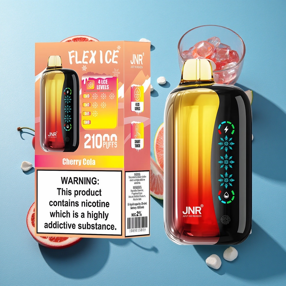 JNR Flex Ice 21000 Puffs Einweg-Vape Kirsch-Cola mit anpassbarer Eisstufe und Typ-C-Ladeanschluss