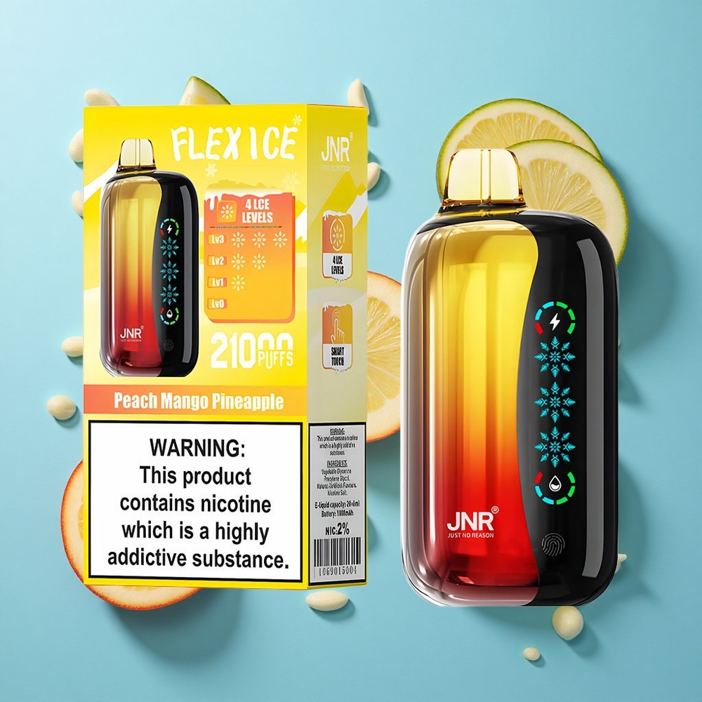 JNR Flex Ice 21000 Puffs Einweg-Vape Pfirsich Mango Ananas mit 26ml E-Liquid und 1000mAh Akku