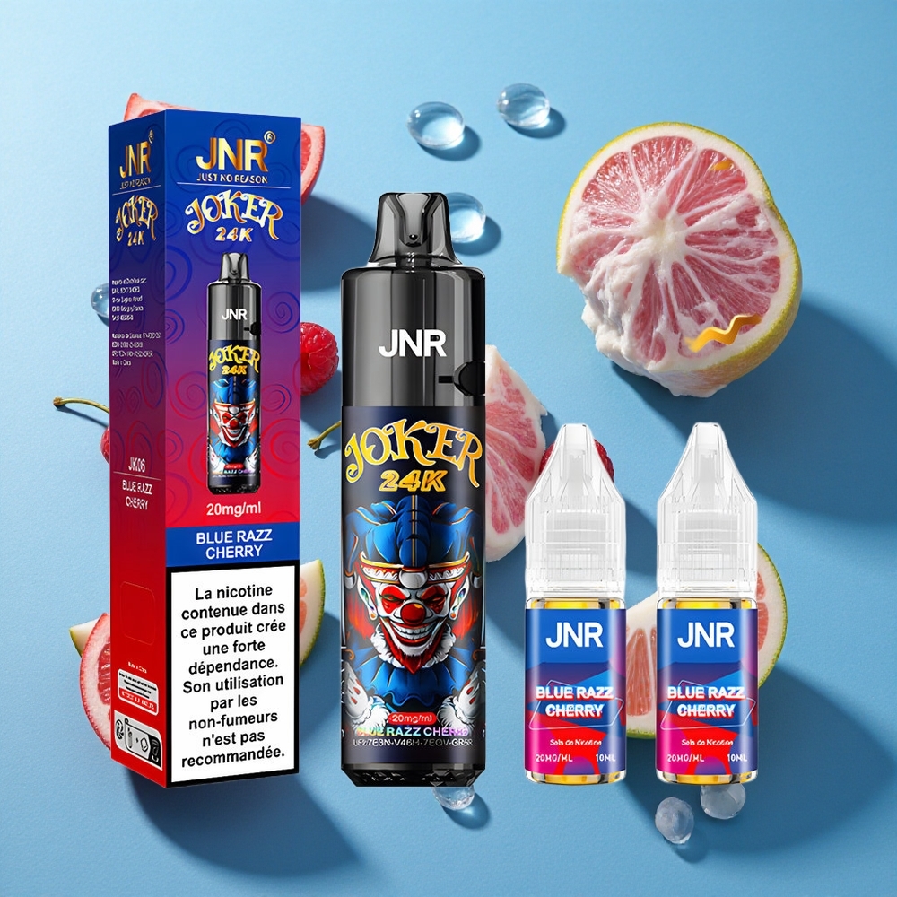 JNR Joker 24K Puffs 2+10ml Nachfüllbare Pod Blaue Himbeere Kirsche