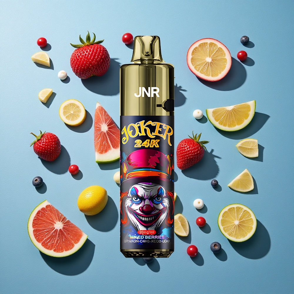 JNR Joker 24K Puffs Wegwerf-Vape Mischbeeren mit Sichtbarem E-Liquid-Füllstand und 800mAh Akku