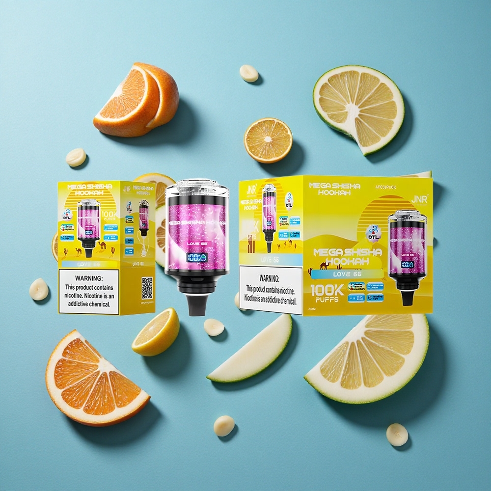 JNR Mega Shisha Hookah 100K Desktop Kompatibilität Liebe 66 mit 100000 Puffs und 60ml E-Liquid-Kapazität