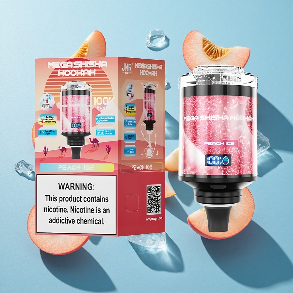 JNR Mega Shisha Hookah 100K Pfirsich-Eis mit 100000 Puffs und Typ-C-Schnellladung