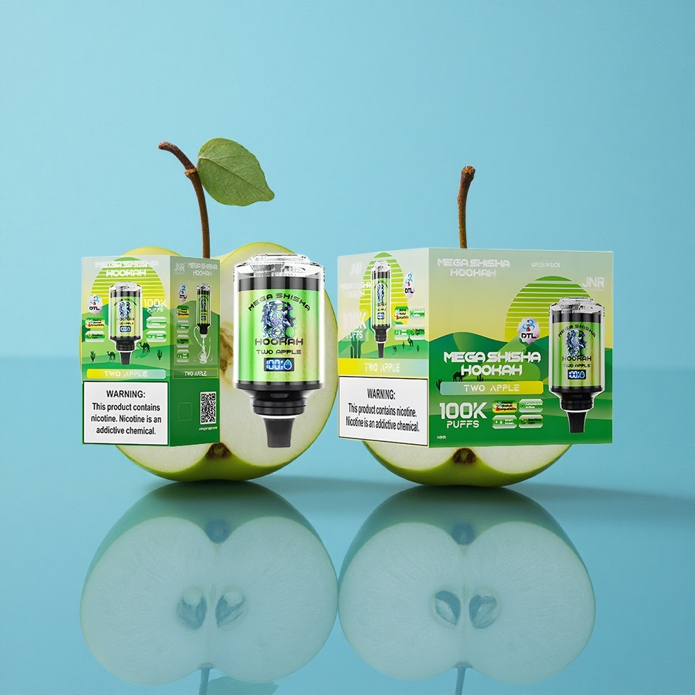 JNR Mega Shisha Hookah 100K Typ-C Schnellladung & 2200mAh Akku Apfel