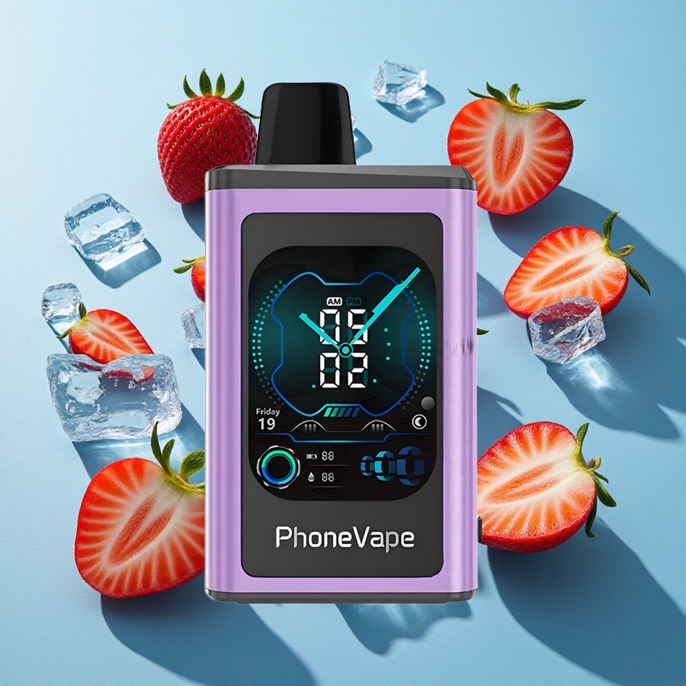 JNR PhoneVape 30000 Puffs Einweg-Vape Erdbeer-Eis mit 850mAh Typ-C Akku und Turbo-Modus