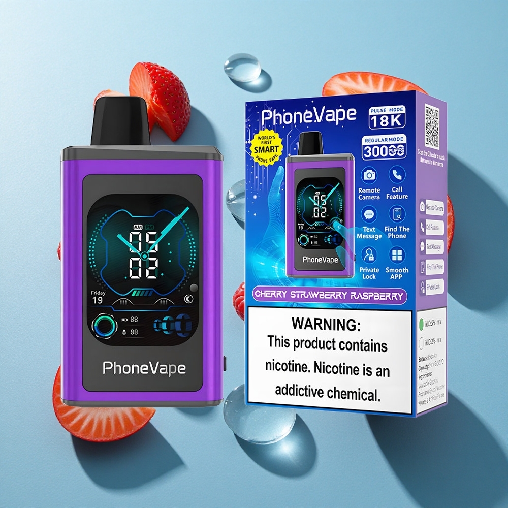 JNR PhoneVape 30000 Puffs Wegwerf-Vape Kirsch-Erdbeer-Himbeere mit Turbo-Modus & App-Steuerung