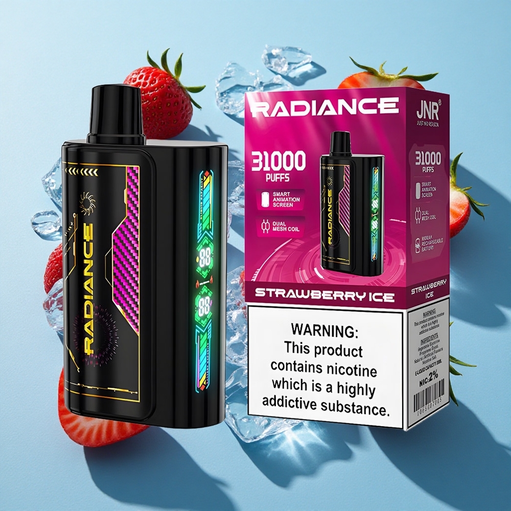 JNR Radiance 31000 Puffs Einweg-Vape Erdbeer-Eis mit 28ml E-Liquid und Dual-Mesh-Coil
