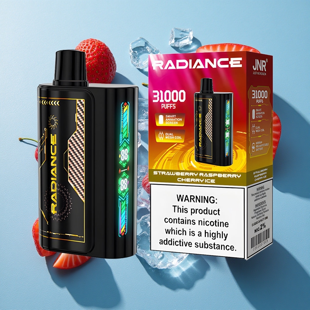 JNR Radiance 31000 Puffs Einweg-Vape Erdbeere Himbeere Kirsche Eis mit 28ml E-Liquid und Dual-Mesh-Coil