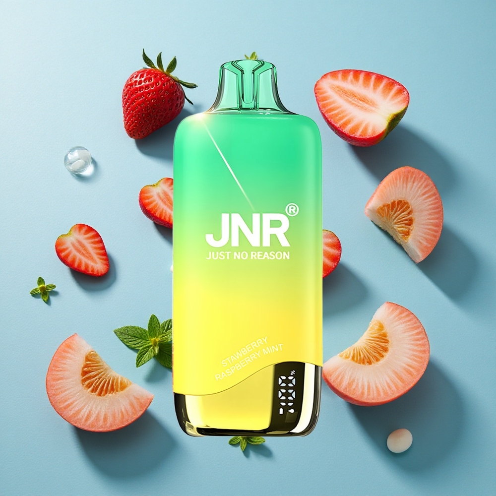 JNR Rainbow 10500 Puffs Wegwerf-Vape Erdbeer-Pfirsichminze mit 18ml Tank und 600mAh Akku