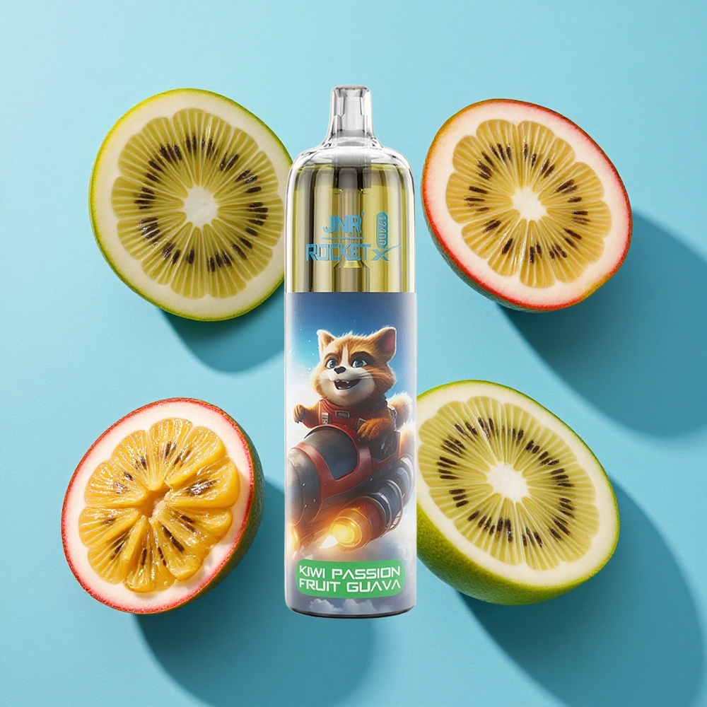 JNR Rocket-X 12400 Puffs Einweg-Vape Kiwi Passionsfrucht Guave mit RGB-Lichtern und 25ml E-Liquid-Kapazität