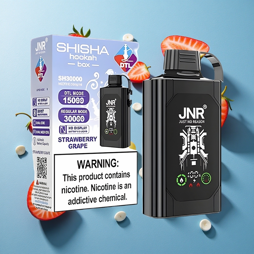 JNR Shisha Hookah Box 20500 Puffs Dual Mesh Coil & Dual Core Erdbeere Traube