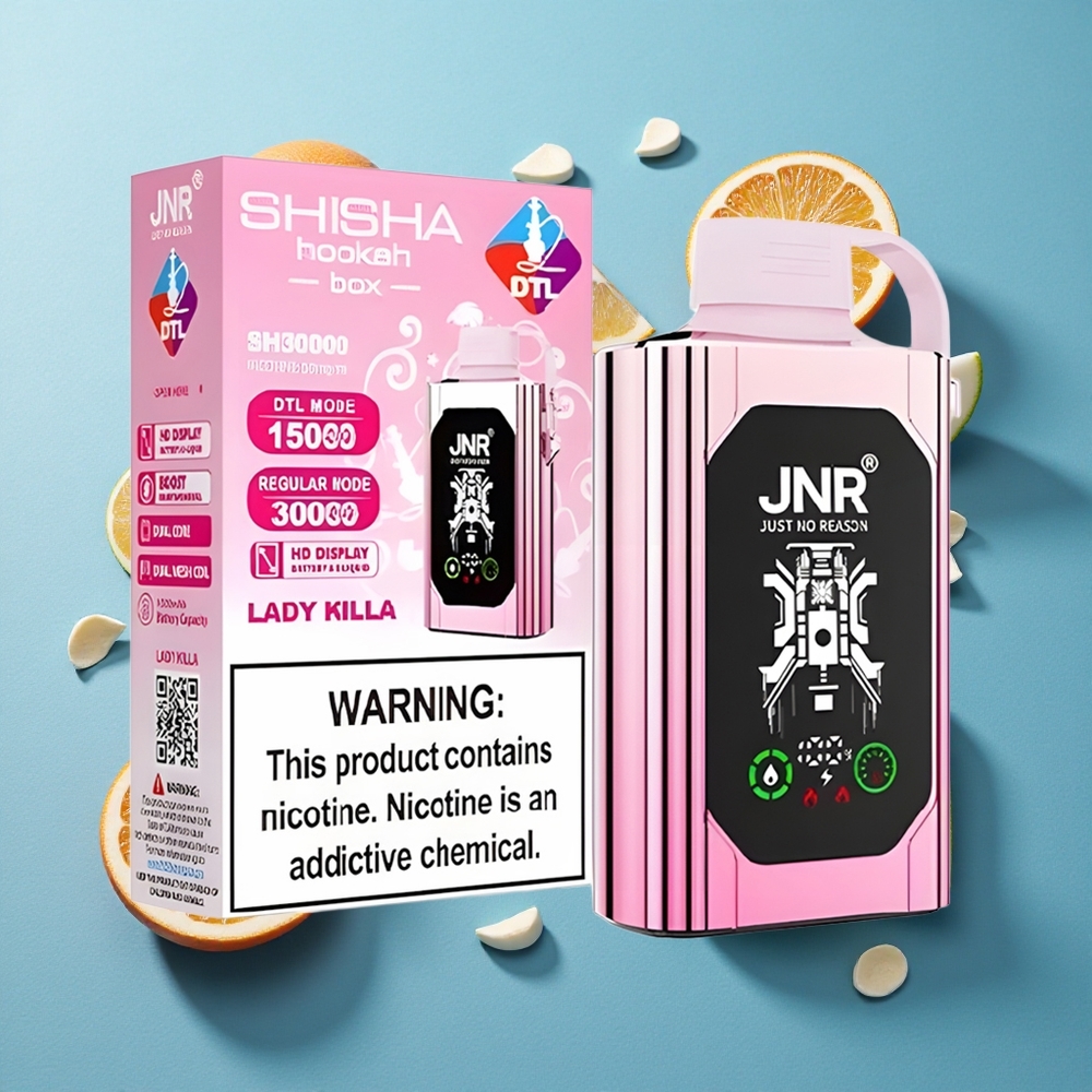 JNR Shisha Hookah Box 20500 Puffs HD Display Dual Mesh Coil Lady Killa Deutsch