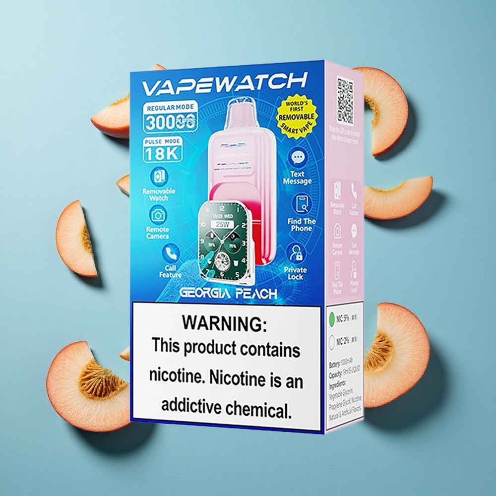 JNR Vape Watch 30000 Puffs 1000mAh Dual Mesh Coil Typ-C Schnellladung Georgia Pfirsich