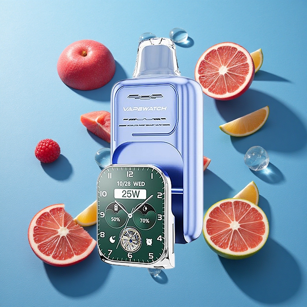 JNR Vape Watch 30000 Puffs 19mL Blaue Himbeere Eis Dual Mesh Coil Typ-C Schnellladung