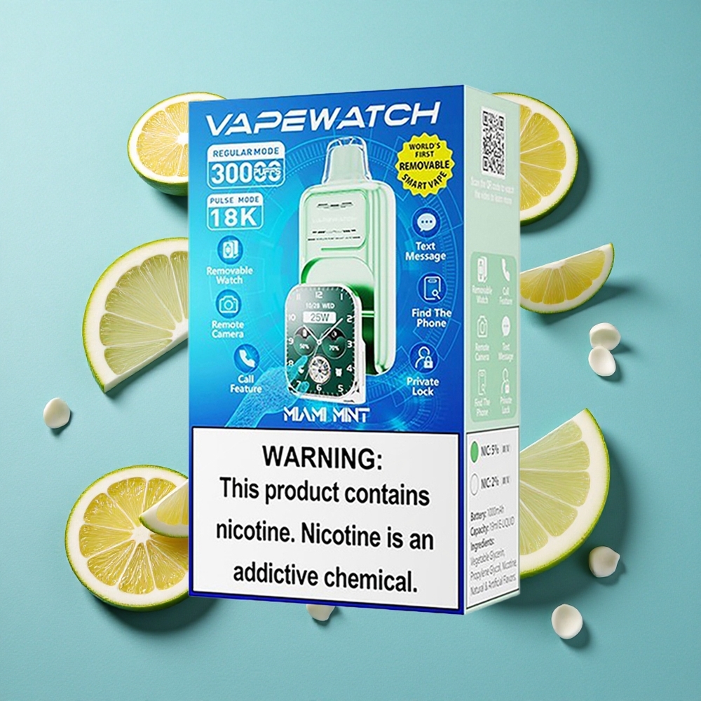 JNR Vape Watch 30000 Puffs 19mL Miami Minze Dual Mesh Coil