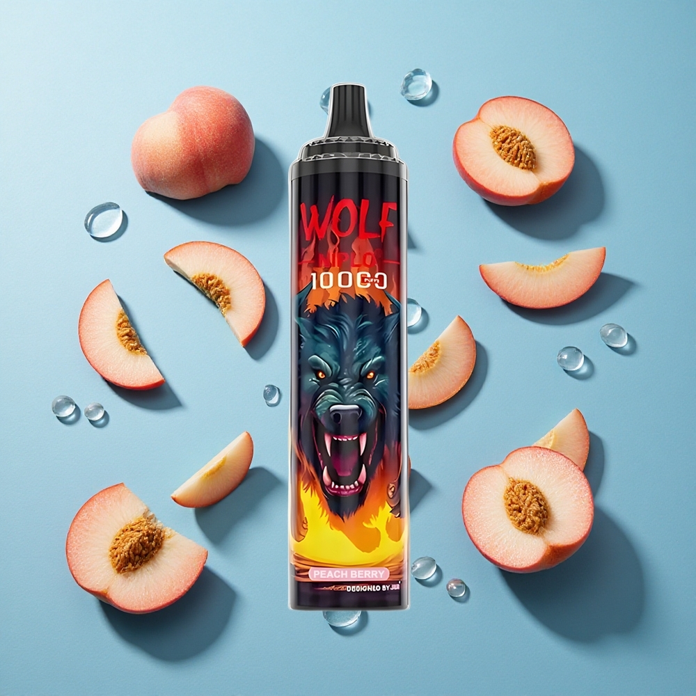 JNR Wolf Niplo 10000 Puffs 20ml 1,0 Ohm Mesh Pfirsich-Beere