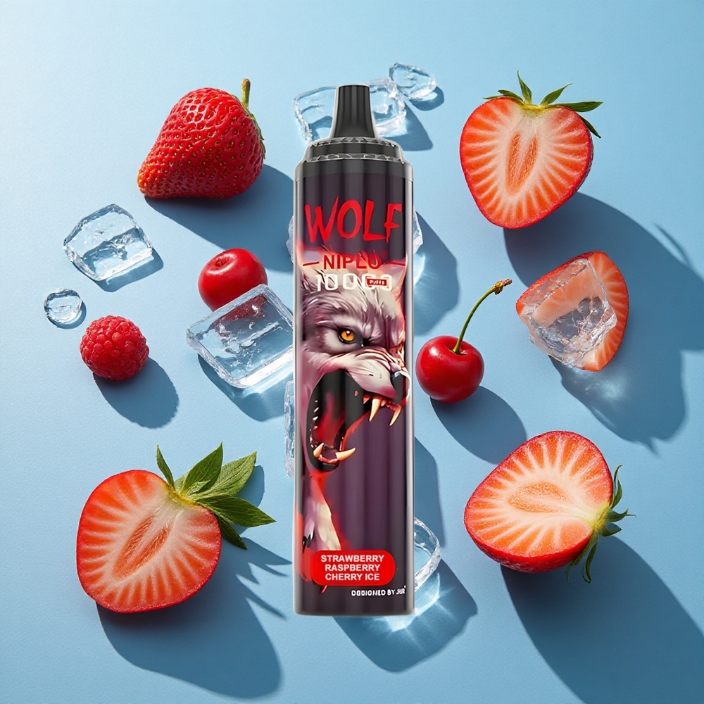JNR Wolf Niplo 10000 Puffs Erdbeere Himbeere Kirsche Eis 20ml 650mAh Typ-C