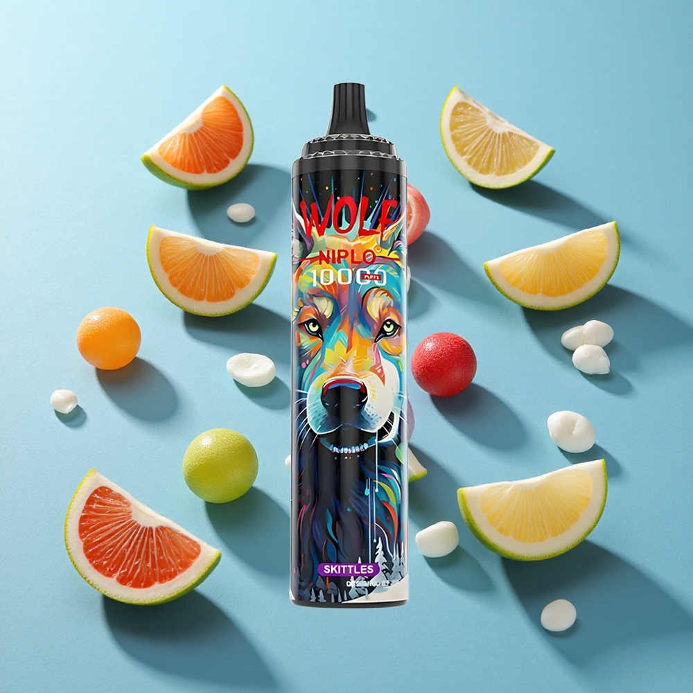 JNR Wolf Niplo 10000 Puffs Skittles Geschmack mit 20ml E-Liquid und Typ-C Schnellladung