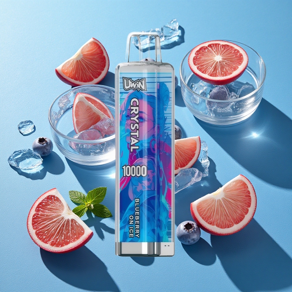 Uwin Crystal 10000 Puffs Blaubeere-Eis mit RGB-Lichtern und 18ml E-Liquid