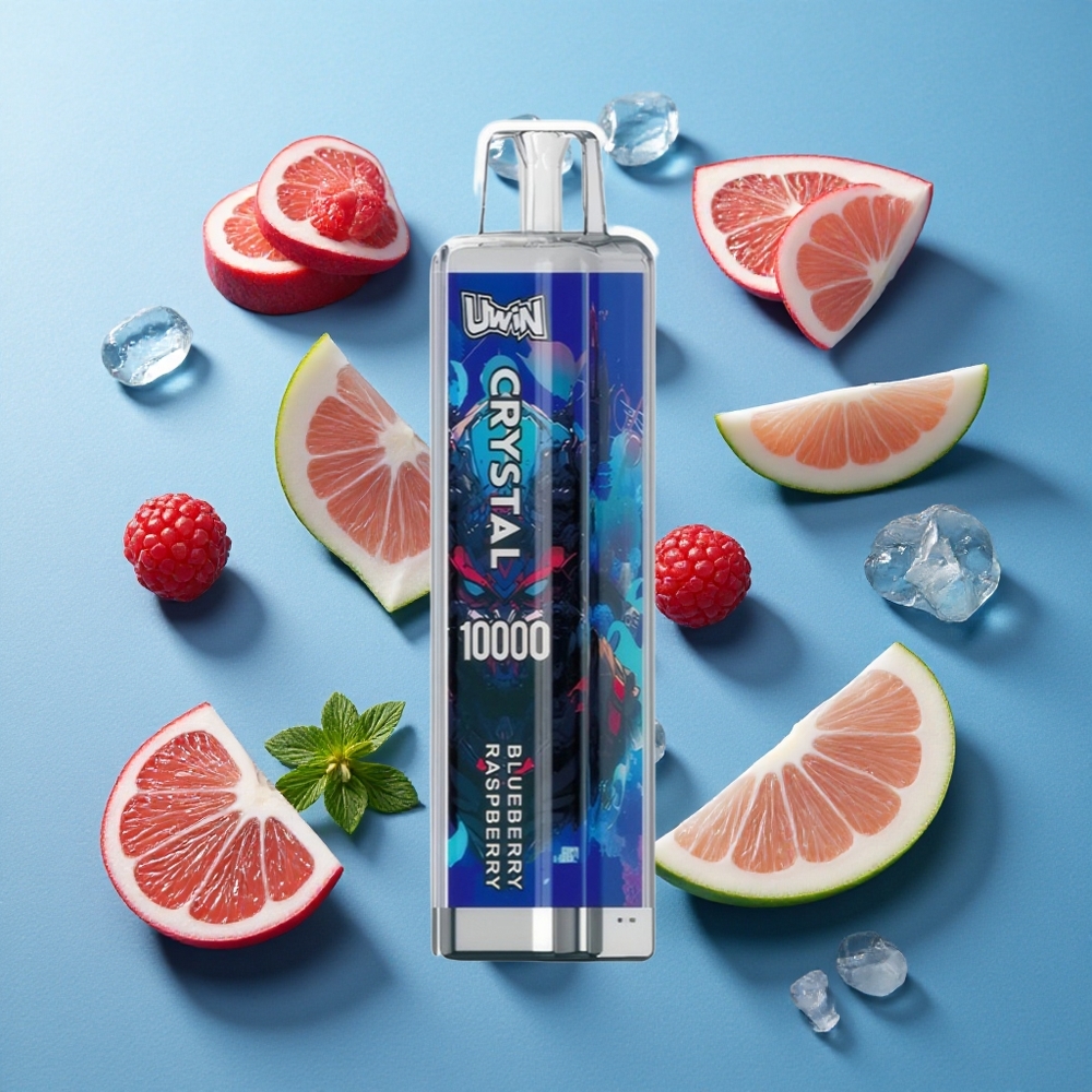 Uwin Crystal 10000 Puffs Einweg-Vape Blaubeere Himbeere mit RGB-Lichtern und 18ml E-Liquid-Kapazität
