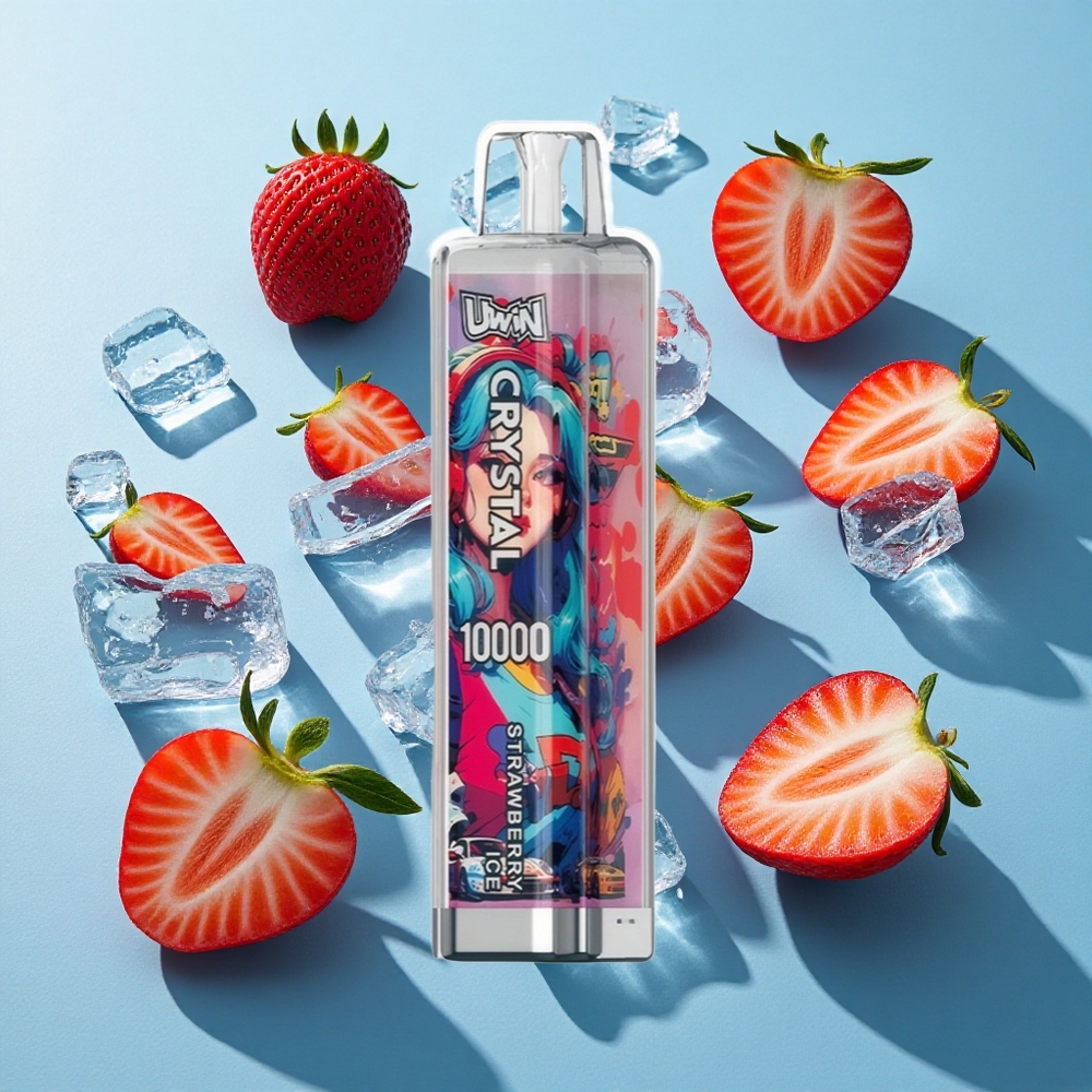 Uwin Crystal 10000 Puffs Einweg-Vape Erdbeer-Eis mit RGB-Lichtern und 18ml E-Liquid