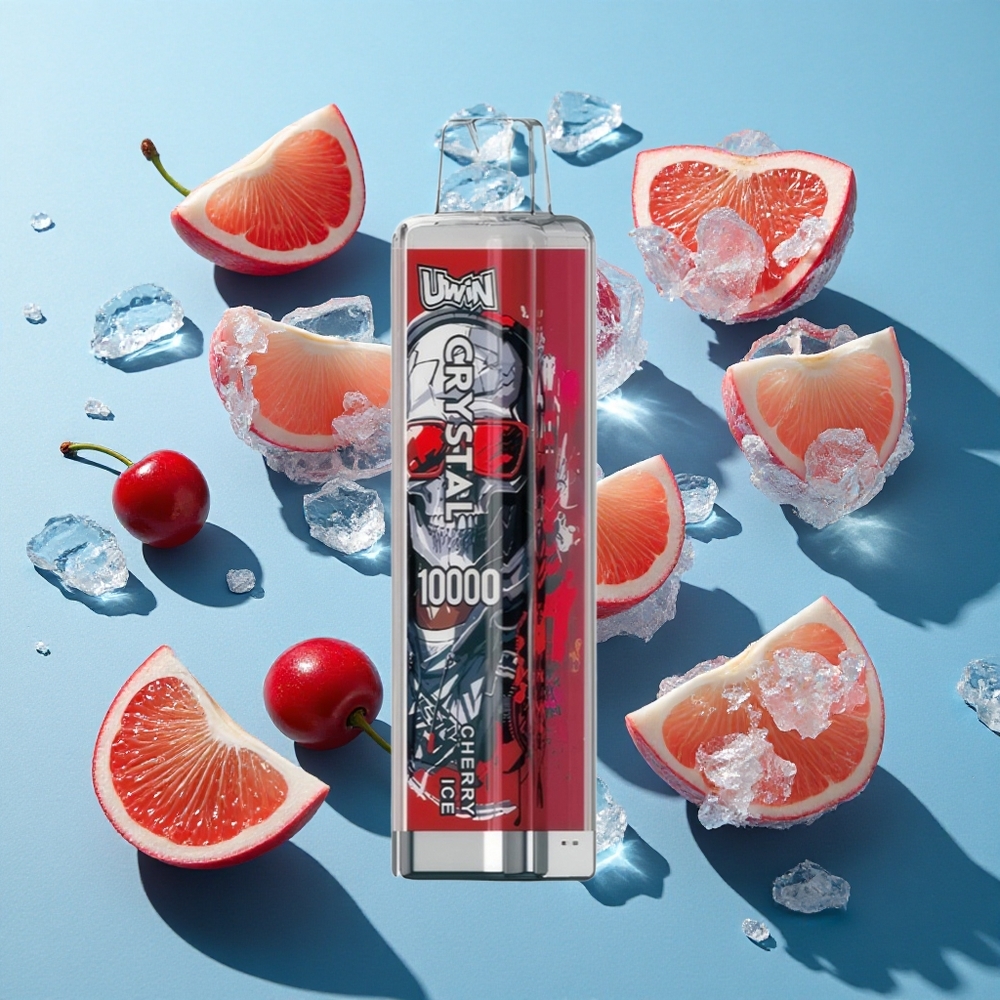 Uwin Crystal 10000 Puffs Einweg-Vape Kirsch-Eis mit RGB-Lichtern und 18ml E-Liquid-Kapazität