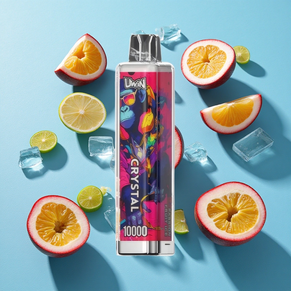 Uwin Crystal 10000 Puffs Einweg-Vape Maracuja-Eis mit RGB-Licht und 18ml E-Liquid-Kapazität