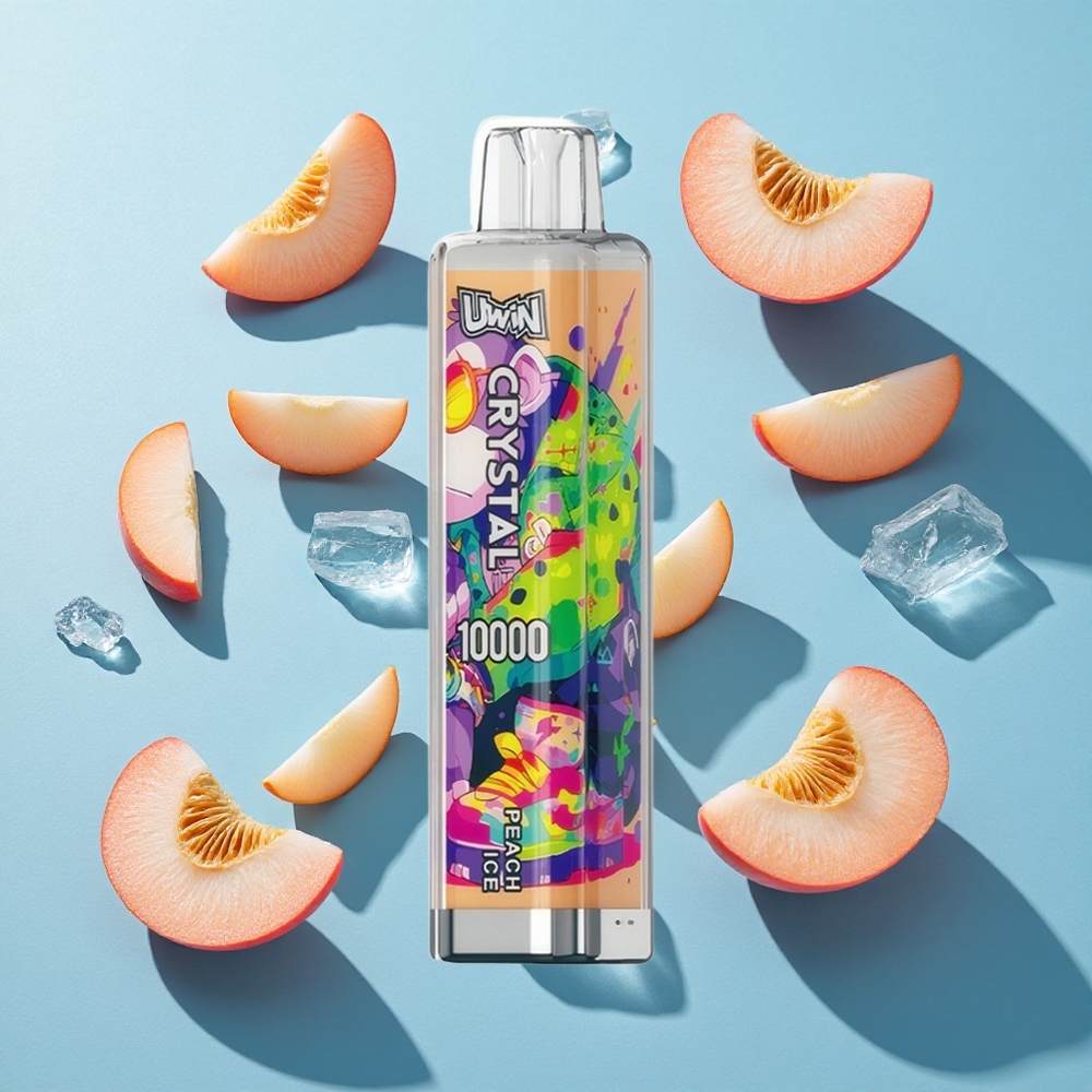 Uwin Crystal 10000 Puffs Einweg-Vape Pfirsich Eis mit RGB-Licht und 18ml E-Liquid-Kapazität
