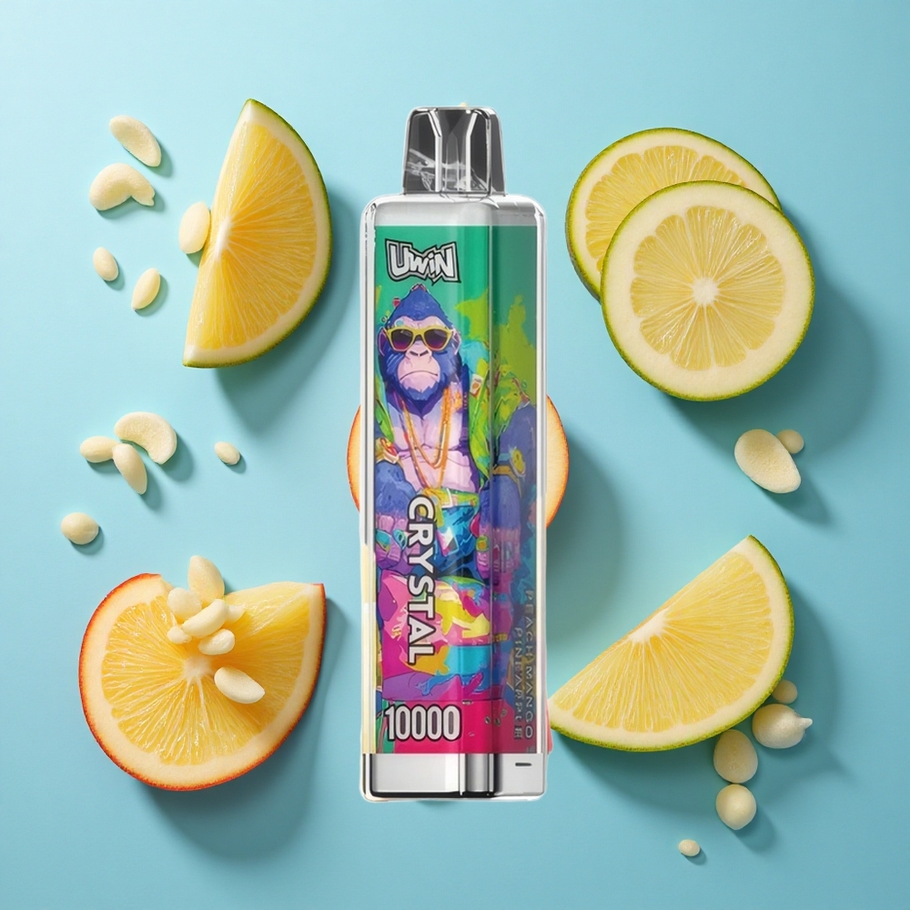 Uwin Crystal 10000 Puffs Einweg-Vape Pfirsich Mango Ananas mit RGB-Lichtern und 18ml E-Liquid-Kapazität