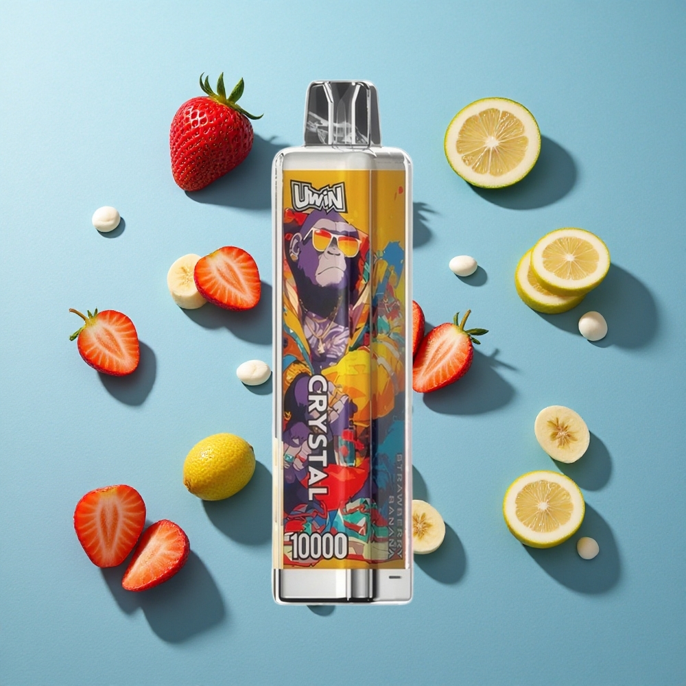 Uwin Crystal 10000 Puffs Erdbeer-Banane mit 18ml E-Liquid und RGB-Licht