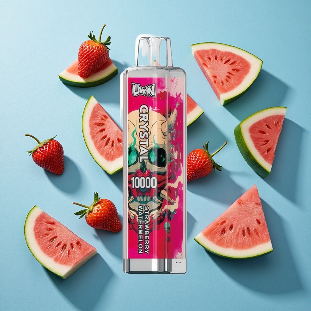 Uwin Crystal 10000 Puffs Erdbeer-Wassermelone mit RGB-Beleuchtung und Typ-C-Schnellladung