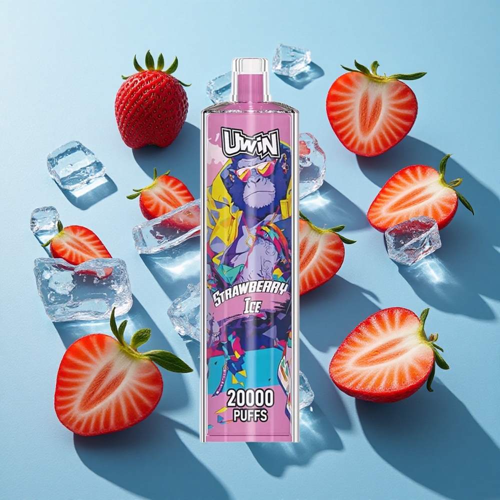 Uwin Shisha Hookah Crystal 20000 Puffs Erdbeer-Eis mit Mesh-Coil und Typ-C-Ladung