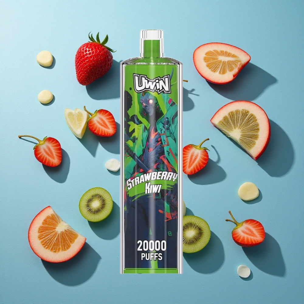 Uwin Shisha Hookah Crystal 20000 Puffs Erdbeere Kiwi mit 22ml Fassungsvermögen und Typ-C-Aufladung