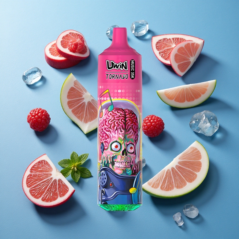 Uwin Tornado 35K Musik Einweg-Vape Blaubeere Himbeere mit wiederaufladbarer 600mAh-Batterie